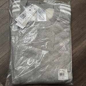 Adidas Heather Gray Crewneck with White Stripes